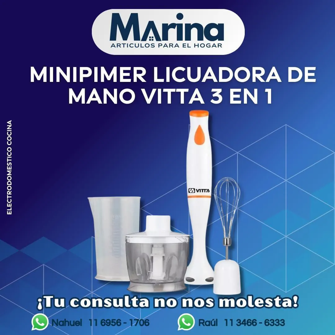 Minipimer Licuadora de Mano Vitta 3 en 1